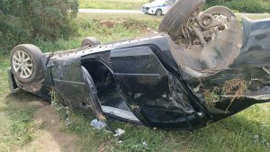 В Грязинском районе в перевернувшейся «Мазде» пострадал пассажир